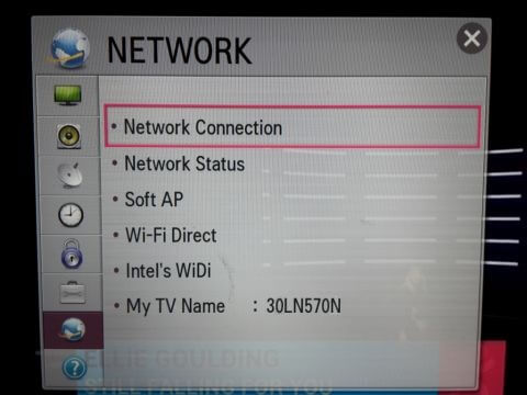 Smart TV network settings example
